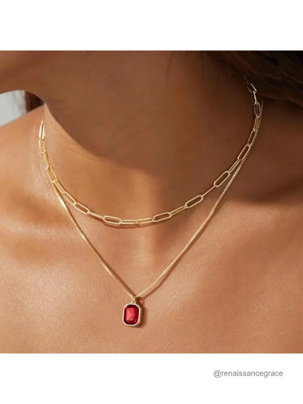 Layered Birthstone Necklace for Women Gift - Gold Plated CZ